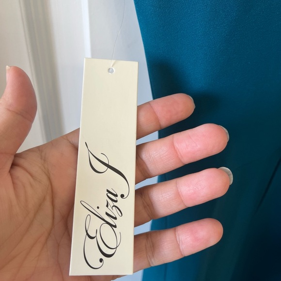 NWT Eliza J Blue Formal Cascading Ruffle Gown With Front Slit Size 12 - Picture 5 of 8